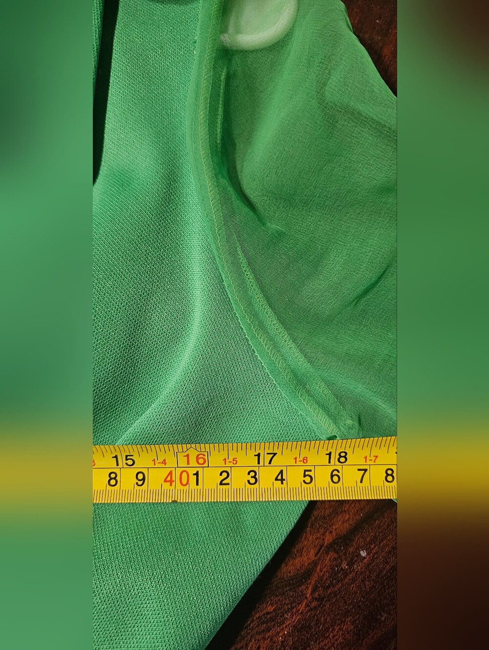 Vintage 1970's Fortrel Celanese Long Chiffon Sleeve Belted Green Maxi Dress Sm 6 - Picture 6 of 8